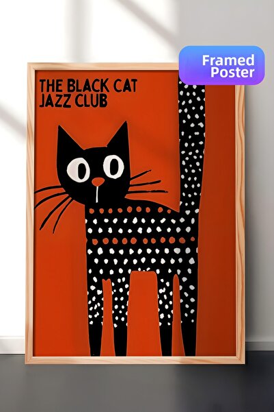 Postifull لوحة بإطار خشبي، The Black Cat Jazz Club - 2، لوحة خشبية للمطبخ من ...