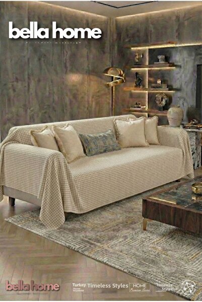 Bella Home Pötikare Fleece Sofa Cover - Soft Texture & Modern Design - Cappuc...