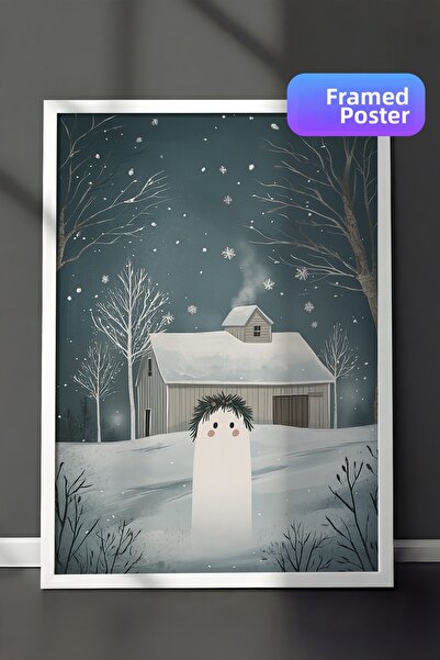 Postifull Tablou cu rama alba, pictura de perete cu design artistic, seria Co...