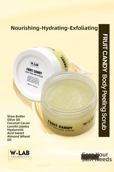 W-Lab Kozmetik مقشر الجسم بحلوى الفاكهة 250 مل مغذي ومرطب ومنقي