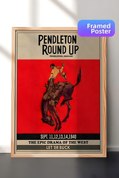 Postifull لوحة بإطار خشبي، Pendleton Round Up Rodeo، لوحة خشبية للمطبخ من سلس...