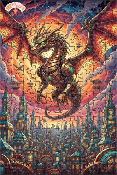 Teona Ahşap لغز خشبي بإطار مزدوج الطبقات مطبوع عليه فن ميكانيكي دراجون سيتي س...