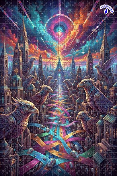 Teona Ahşap لغز خشبي رائع بإطار مزدوج الطبقات من فانتاستيك جايك سيتي إيجل آرت...