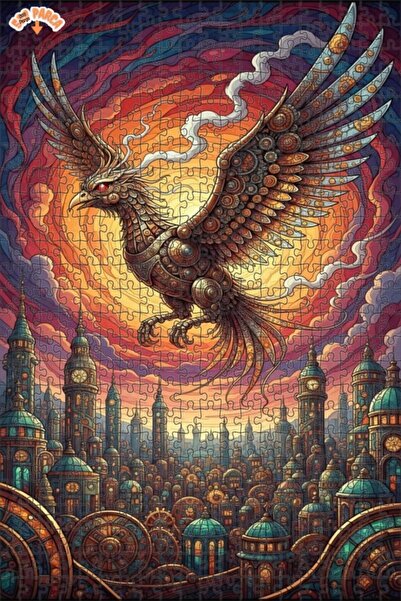 Teona Ahşap لغز خشبي ميكانيكي على شكل طائر الفينيق بتصميم مدينة ستيمبانك مع إ...