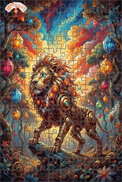 Teona Ahşap 150 قطعة 20x30 بمظهر الفوانيس السحرية في غابة الأسد الميكانيكية