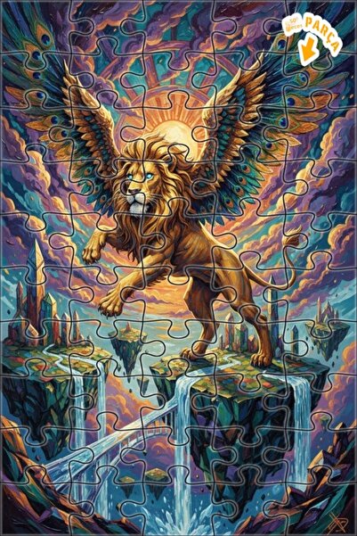 Teona Ahşap لغز خشبي مؤطر بطبقتين لـ "أرض الأسد المجنح الغامضة" 50 قطعة 15×25