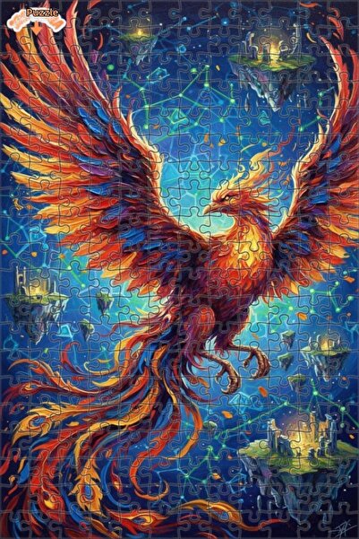 Teona Ahşap لغز خشبي بإطار مزدوج الطبقات على شكل طائر الفينيق ذو الأجنحة النا...