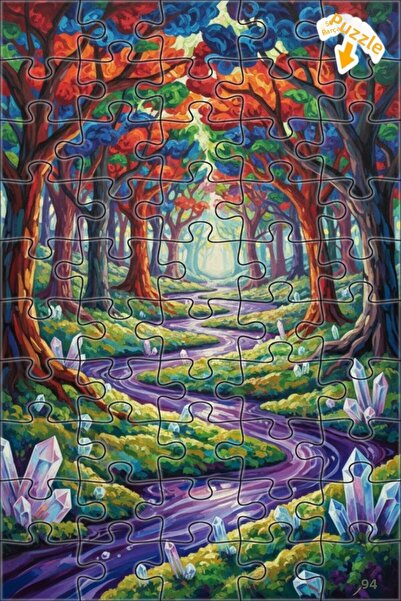 Teona Ahşap لغز خشبي بمظهر لوحة زيتية لمسار الغابة الكريستالية السحرية 50 قطع...