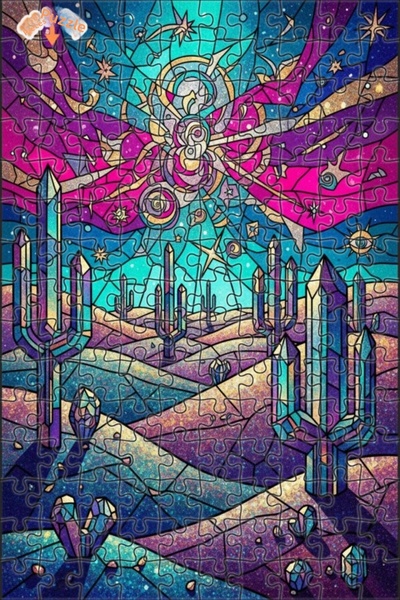 Teona Ahşap لغز خشبي بإطار مزدوج الطبقات بمظهر فسيفساء زجاجية من كريستال واحة...