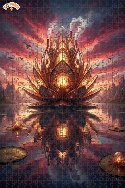 Teona Ahşap Steam Flower Palace Steampunk Art Double Decker Framed Wooden Puz...