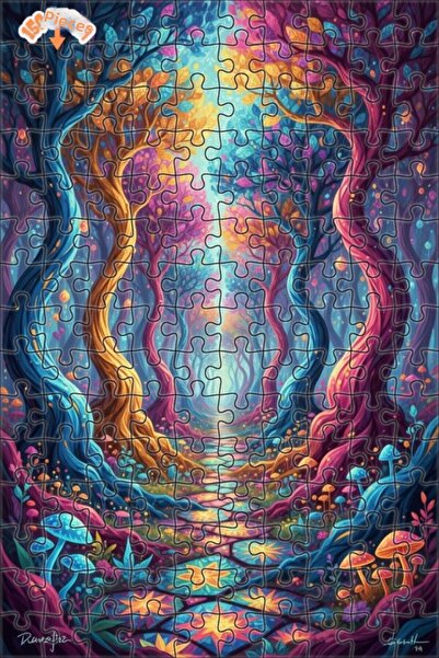 Teona Ahşap لغز خشبي مؤطر بطبقتين بمظهر لوحة زيتية يشبه حلم الغابة السحرية 15...