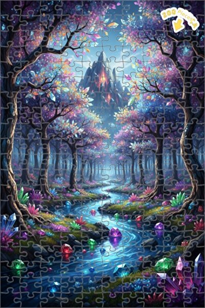 Teona Ahşap لوحة زيتية لمنظر غابة كريستالية مع نهر، 200 قطعة، 25×35