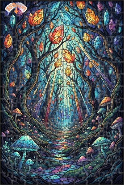 Teona Ahşap لغز خشبي بإطار مزدوج الطبقات بمظهر فسيفساء زجاجي من كريستال أوران...