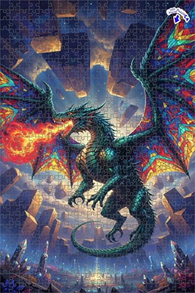 Teona Ahşap لغز خشبي على شكل جناح تنين ينفث النار 600 قطعة 50×35