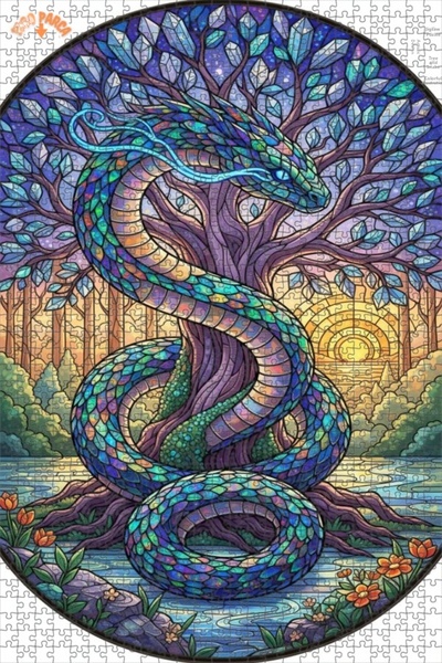 Teona Ahşap لغز خشبي بمظهر لوحة زيتية لشجرة التنين الغامضة 1000 قطعة 70×50