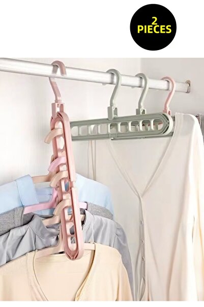 usin 2 ΤΕΜ. Πτυσσόμενη έξυπνη κρεμάστρα ρούχων με 9 θήκες, οργάνωση ντουλαπιο...