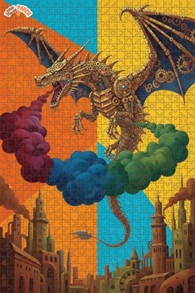 Teona Ahşap لغز خشبي بإطار مزدوج الطبقات بتصميم ستيمبانك بمظهر لوحة زيتية ميك...