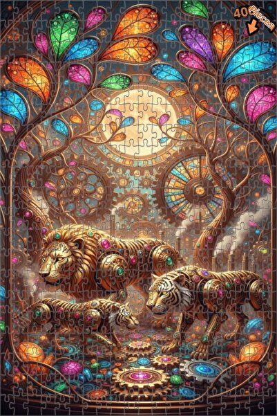 Teona Ahşap لغز خشبي سحري لملاك الغابة والأسود والأسود الأسود 400 قطعة 35x35