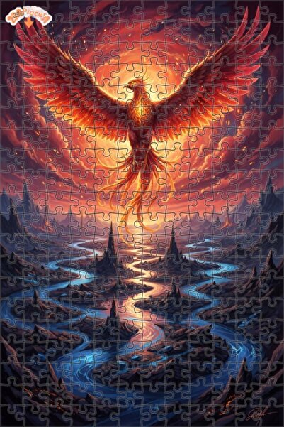 Teona Ahşap لغز خشبي مؤطر بطبقتين بتصميم مناظر طبيعية خيالية لطائر النار، 250...