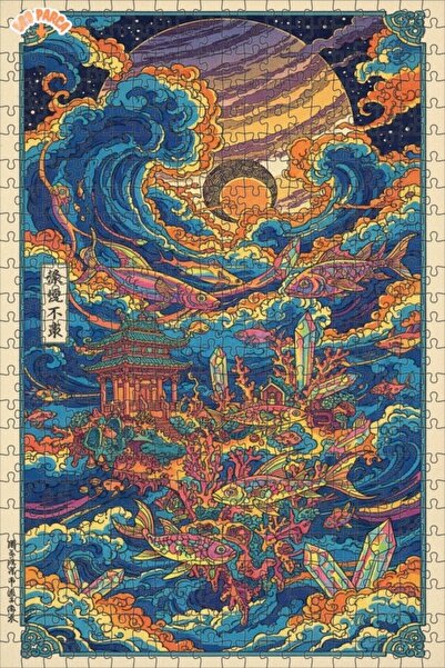 Teona Ahşap لوحة زيتية لإمبراطورية تحت البحرية الخيالية، لغز خشبي بإطار مزدوج...