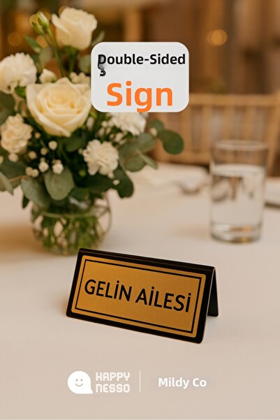 Happynesso لوحة معدنية ذهبية مزدوجة الاتجاه مكتوب عليها "GELIN FAMILY" من سلس...