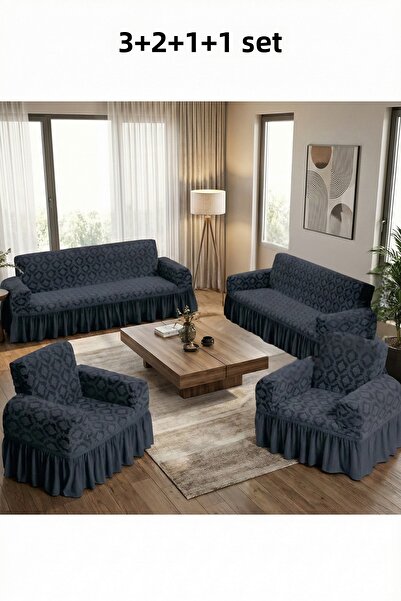 kutlale Jacquard 3+2+1+1 Ottoman Pattern Sofa, Couch, Sofa Bed Cover, with Sk...