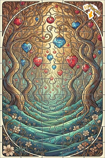 Teona Ahşap لغز فني على شكل غابة الكريستال الغامضة بمظهر الألوان المائية 50 ق...