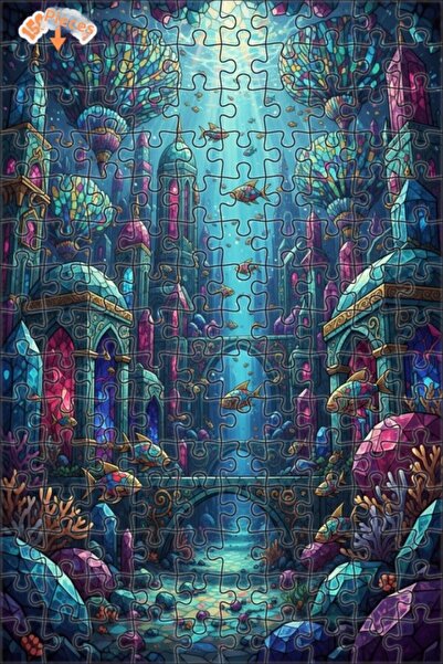 Teona Ahşap Magic Underwater City Colorful Mosaic Looking Art Puzzle 150 Piec...