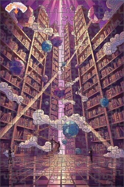 Teona Ahşap Infinity Library Geometric Art Look Double Layer Framed Wooden Pu...