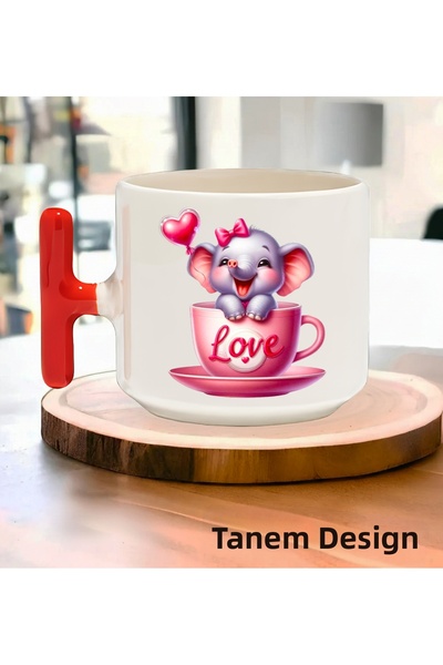 Tanem Tasarım Valentine's Day Gift Cup Coffee Tea Cup - t Handle Mug