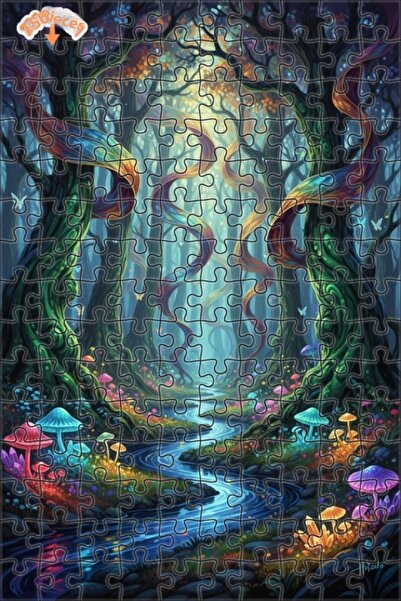 Teona Ahşap لغز خشبي مؤطر بطبقتين بمظهر لوحة زيتية لغابة غامضة 150 قطعة 20×30