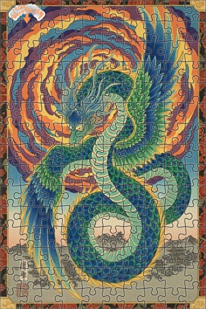 Teona Ahşap لغز خشبي بمظهر لوحة زيتية لوحش أسطوري بأجنحة التنين 150 قطعة 20×30