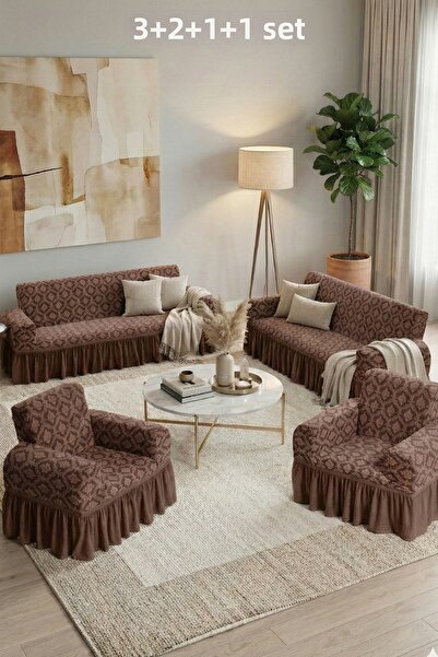 kutlale Jacquard 3+2+1+1 Ottoman Pattern Sofa, Couch, Sofa Bed Cover, with Sk...