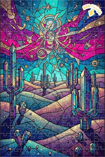 Teona Ahşap لغز خشبي بإطار مزدوج الطبقات بمظهر فسيفساء زجاجية من كريستال واحة...