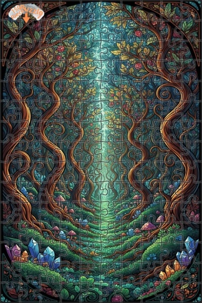 Teona Ahşap Enchanted Forest Crystal Path Oil Painting Look Art Wooden Puzzle...