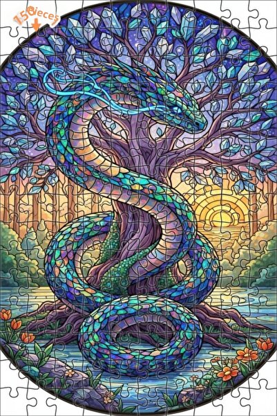 Teona Ahşap لغز خشبي بمظهر لوحة زيتية لشجرة التنين الغامضة، 150 قطعة، 20×30 سم