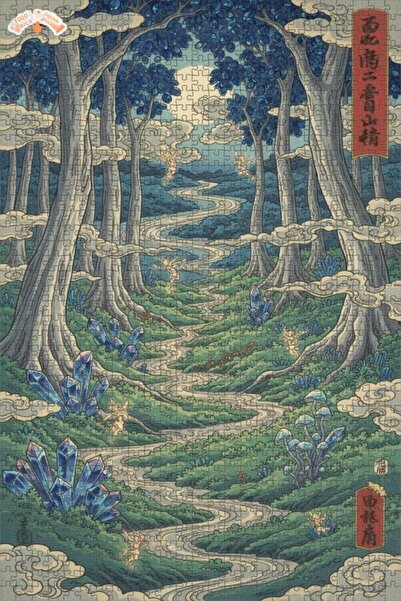 Teona Ahşap لغز خشبي بتصميم غابة سحرية مع تأثيرات كريستالية وزيتية 1000 قطعة ...