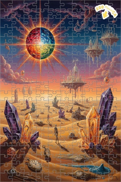 Teona Ahşap لغز خشبي بمظهر لوحة زيتية يصور الكوكب الغامض ورقصة الكريستالات ال...