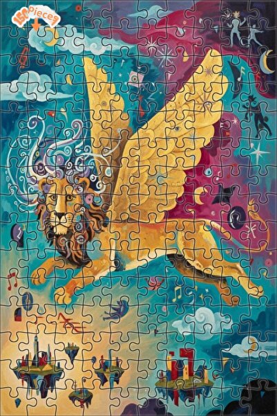 Teona Ahşap لغز خشبي بمظهر لوحة زيتية لـ مدينة الأحلام للأسد ذو الأجنحة 150 ق...