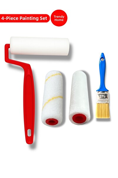 OSKAR FIRÇA مجموعة من 4 فناني طلاء |   مقبض أسطواني 10 سم + أسطوانة من الأليا...