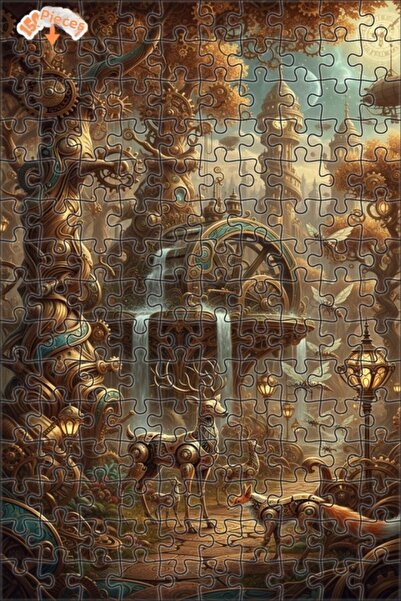 Teona Ahşap ألغاز خشبية ميكانيكية على شكل غزلان في غابة ستيمبانك بإطار مزدوج ...