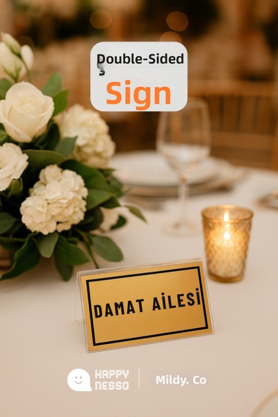 Happynesso كتابة معدنية ذهبية اللون على سطح شفاف من البليكسي بتصميم ثنائي الا...