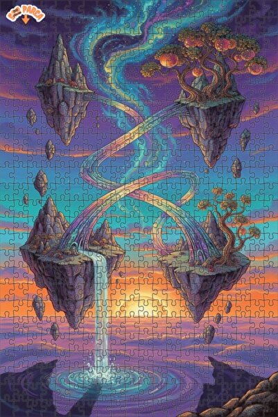 Teona Ahşap لغز خشبي بمظهر لوحة زيتية لشلال الجزيرة الطائرة 500 قطعة 50×30