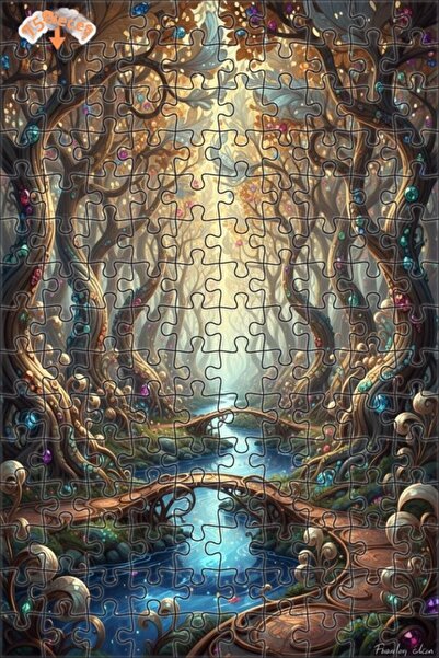 Teona Ahşap لغز خشبي مؤطر بطبقتين من ماسالسي أرت، بتصميم جسر الغابة، 150 قطعة...