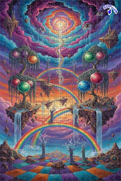 Teona Ahşap لغز خشبي مؤطر بطبقتين بمظهر لوحة زيتية لـ "أرضيات غامضة" 600 قطعة...