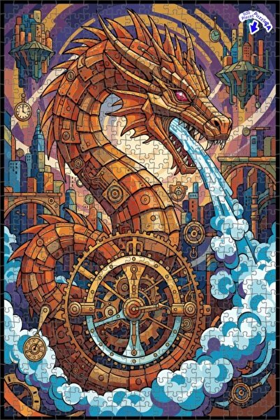 Teona Ahşap لغز خشبي ميكانيكي على شكل تنين بطبقتين مع إطار 600 قطعة 50×35