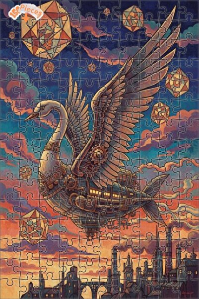 Teona Ahşap لغز خشبي على شكل مدينة البخار بطائر البط المجنح الميكانيكي بمظهر ...