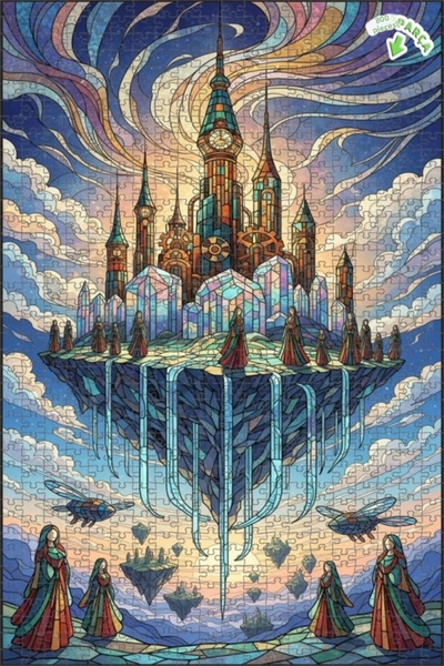 Teona Ahşap لغز خشبي بنمط مدينة السماء مع مظهر فسيفساء زجاجي 800 قطعة 70×50