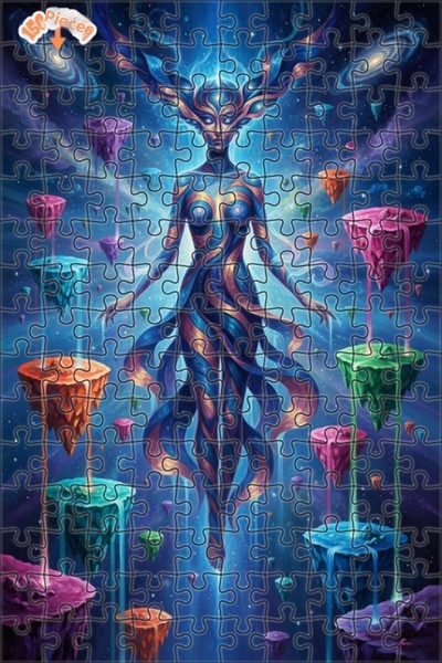 Teona Ahşap Mysterious Woman of the Universe Oil Painting Look Double Layer F...