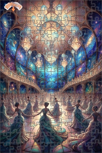 Teona Ahşap فن الرسم الزيتي لنساء يرتدين فساتين الخيال الذين يشاركون في حفلة ...